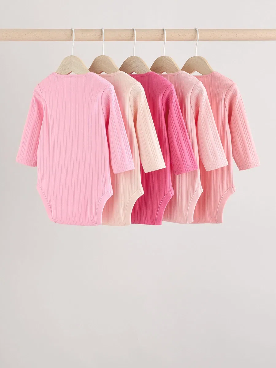 NEXT Bébé fille Body bébé côtelé à manches courtes 100% coton, lot de 5