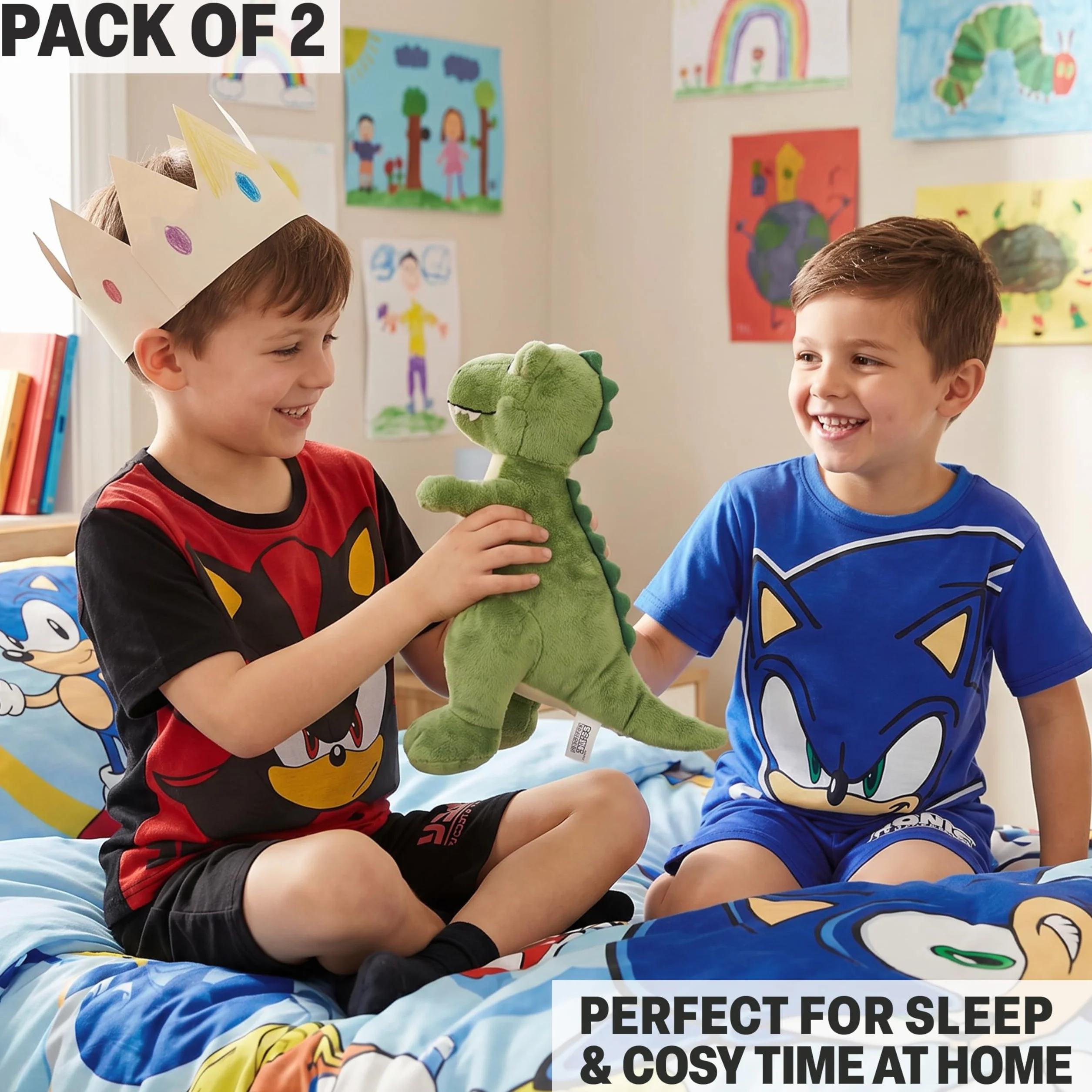 Pat Patrouille | Bob l'éponge | Sonic The Hedgehog | TMNT Ensemble Pyjama Enfant Garcon, Multipack Été T-Shirt Ras du Cou Pyjama Short, Cadeau Garcon