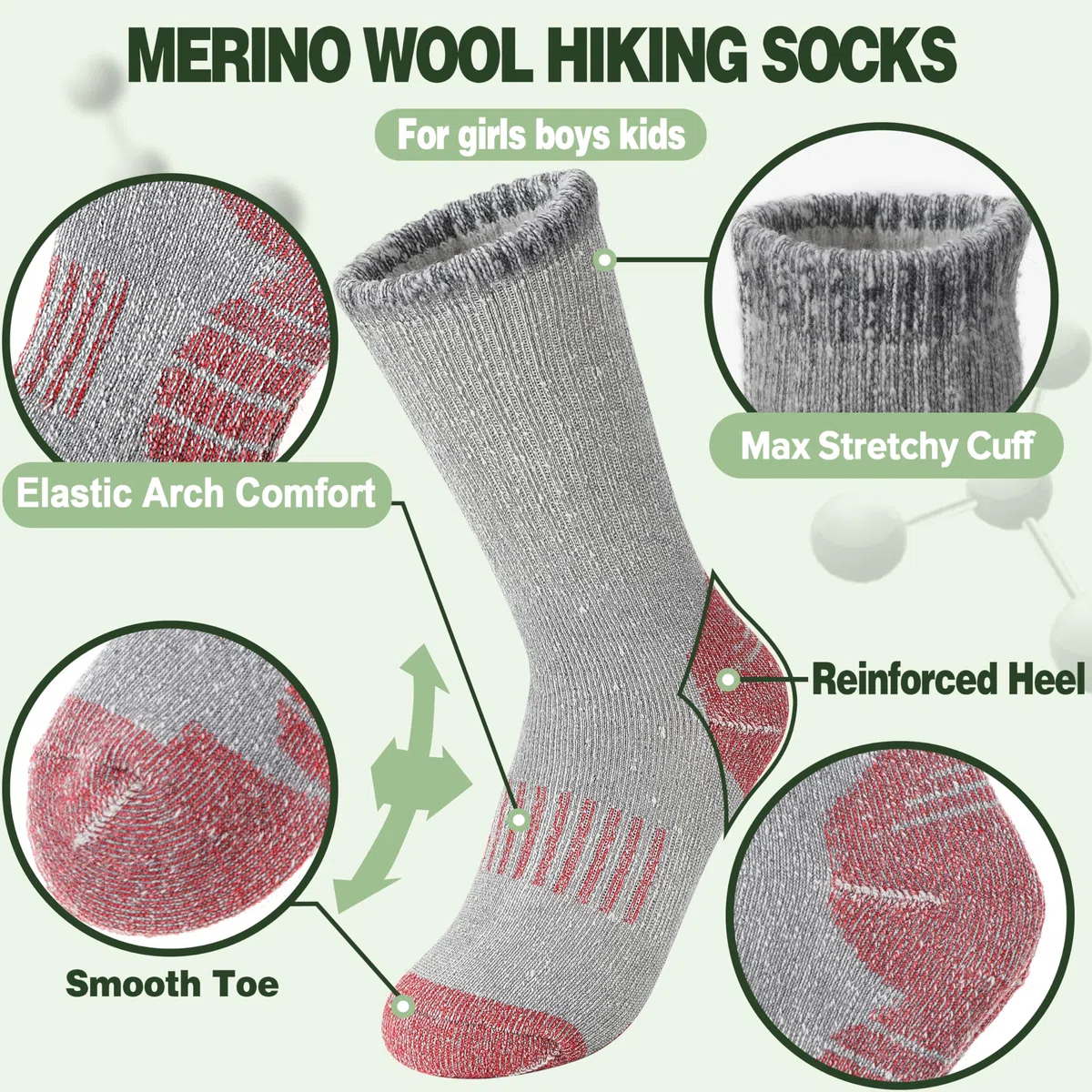 Enfants garçons filles mérinos chaussettes randonnée chaussettes LAINE CHAUSSETTES chaudes chaussettes hiver chaussettes chaudes épaisses 4 paires