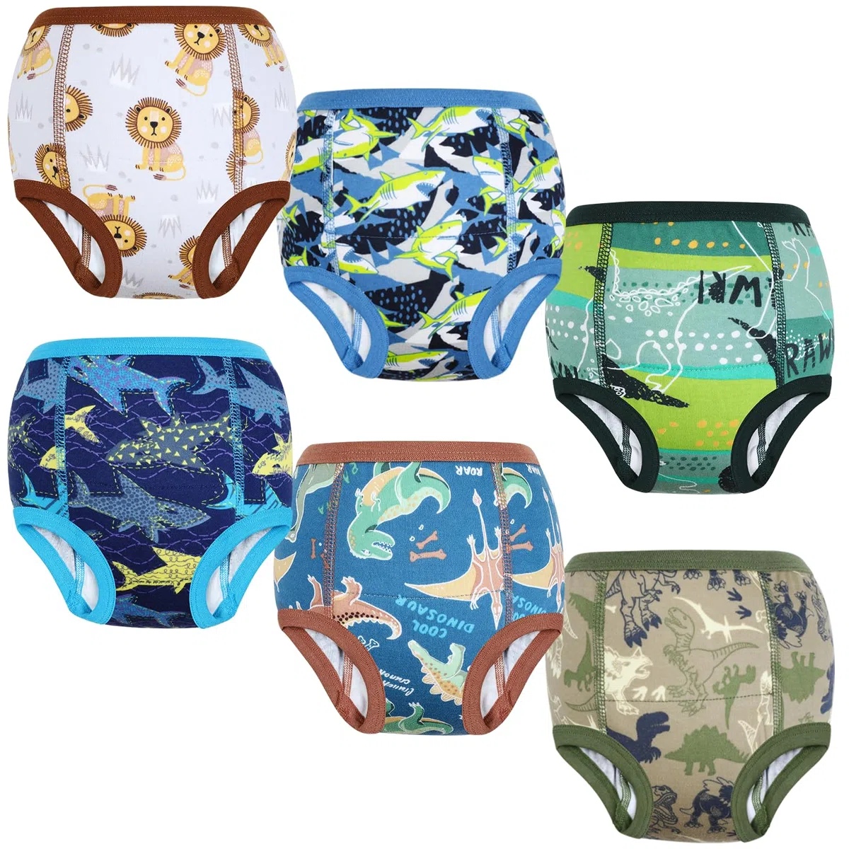 MOEMOE BABY Culotte Apprentissage Propreté Garcon Absorbants | Culotte d Apprentissage Enfant en Coton | Slip Apprentissage propreté Garcon 6 Paquets | Marron,3 Ans