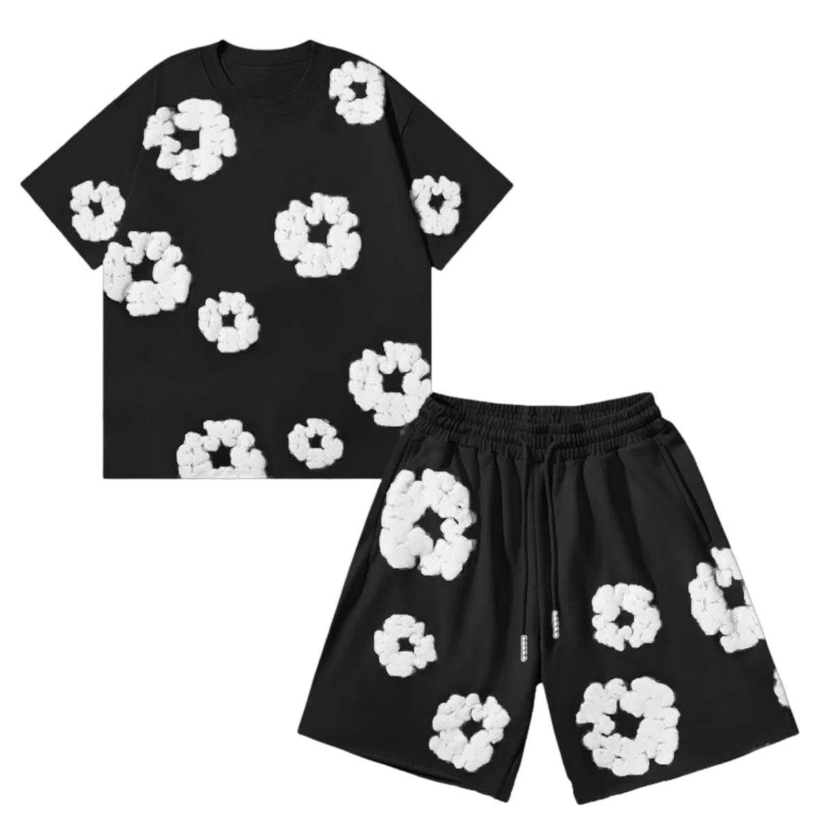 Ensemble 2 Pièces Homme, T-Shirt et Short d'Été à Imprimé Fleuri, Tenue Jogging Décontractée Idéale pour le Sport et les Loisirs,Style Y2K Hip Hop Streetwear