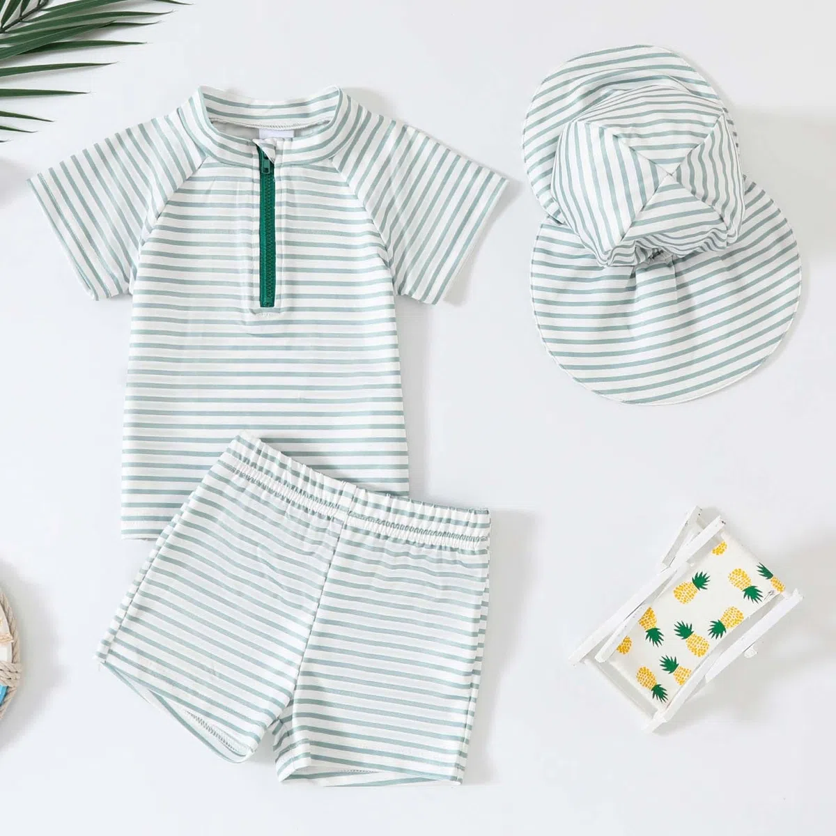 Maillot de bain 3 pièces pour tout-petits et bébés, manches longues, UPF 50+, design de dessin animé, maillot de bain mignon pour tout-petits, enfants, étudiants, avec