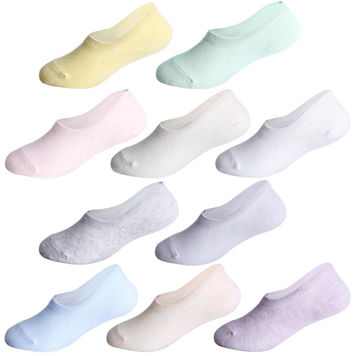 CHUNG Lot de 10 paires de chaussettes invisibles en coton pour petits garçons et filles 2 à 12 ans