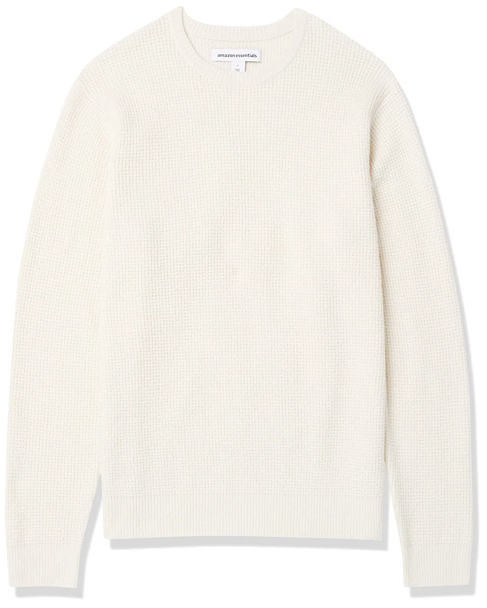Amazon Essentials Homme Pull Ras-du-Cou, à Manches Longues, Point Gaufré, Doux Au Toucher