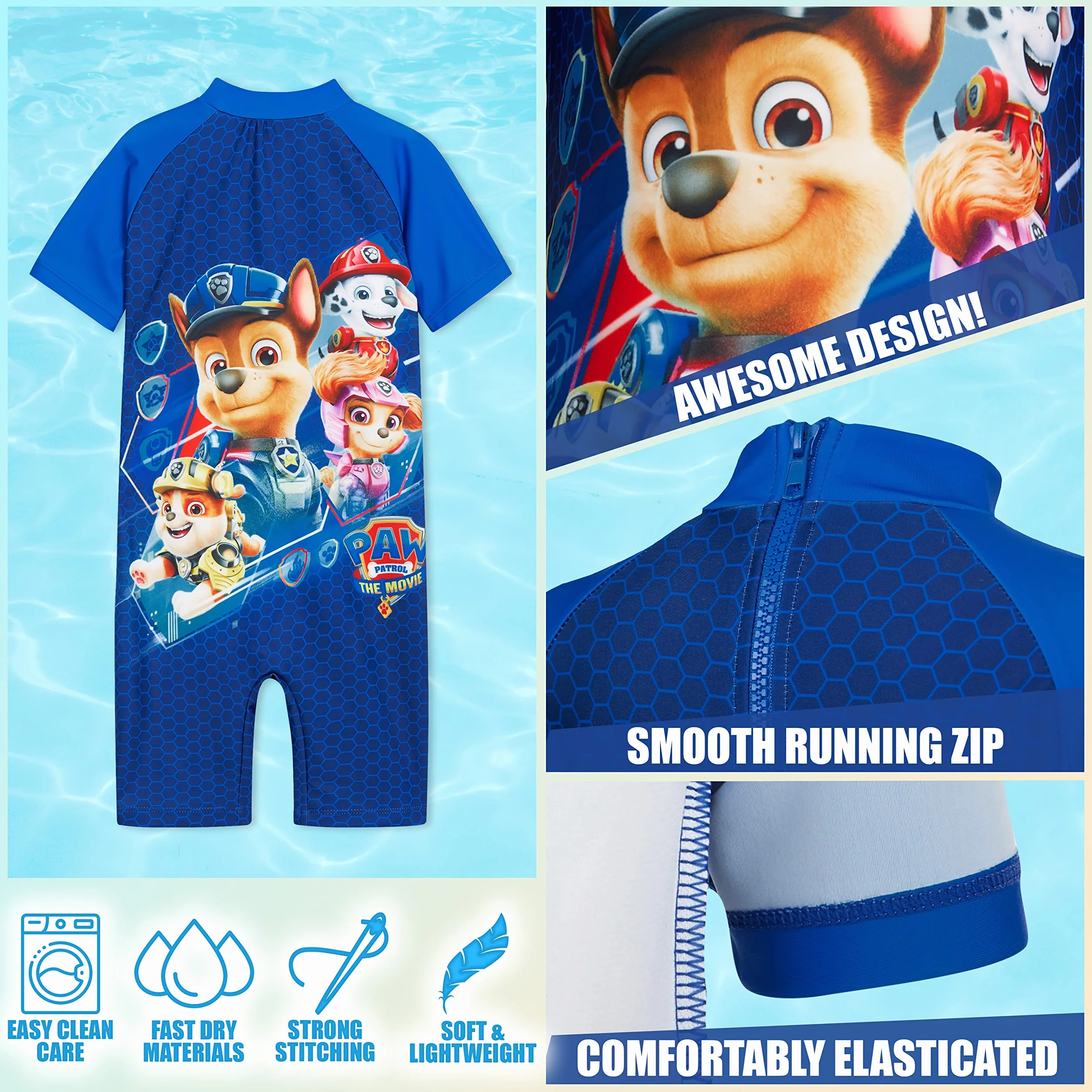 Paw Patrol Maillot de Bain Garçon Pat Patrouille Combinaison Piscine Une Pièce