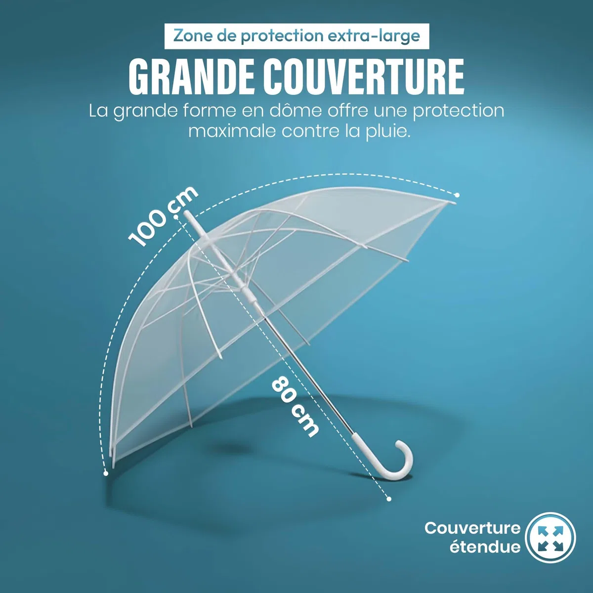 GOODS+GADGETS Parapluie transparent, parapluie blanc en bâton Parapluie élégant en transparent - The Fashion-Highlight