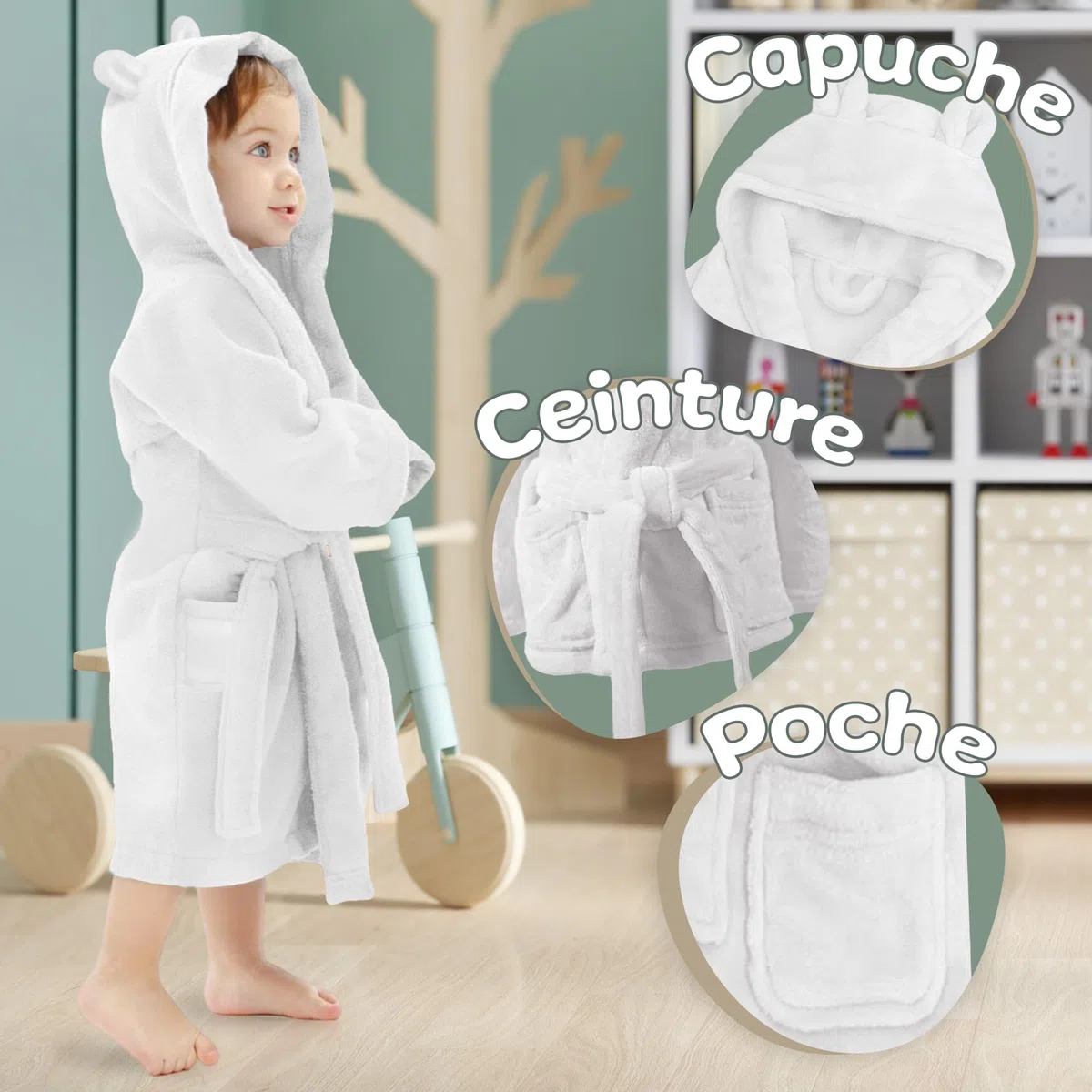 KDO MAGIC Peignoir bébé personnalisé - Doux et Moelleux - Personnalisable et brodé avec Un prénom - Garçons & Filles