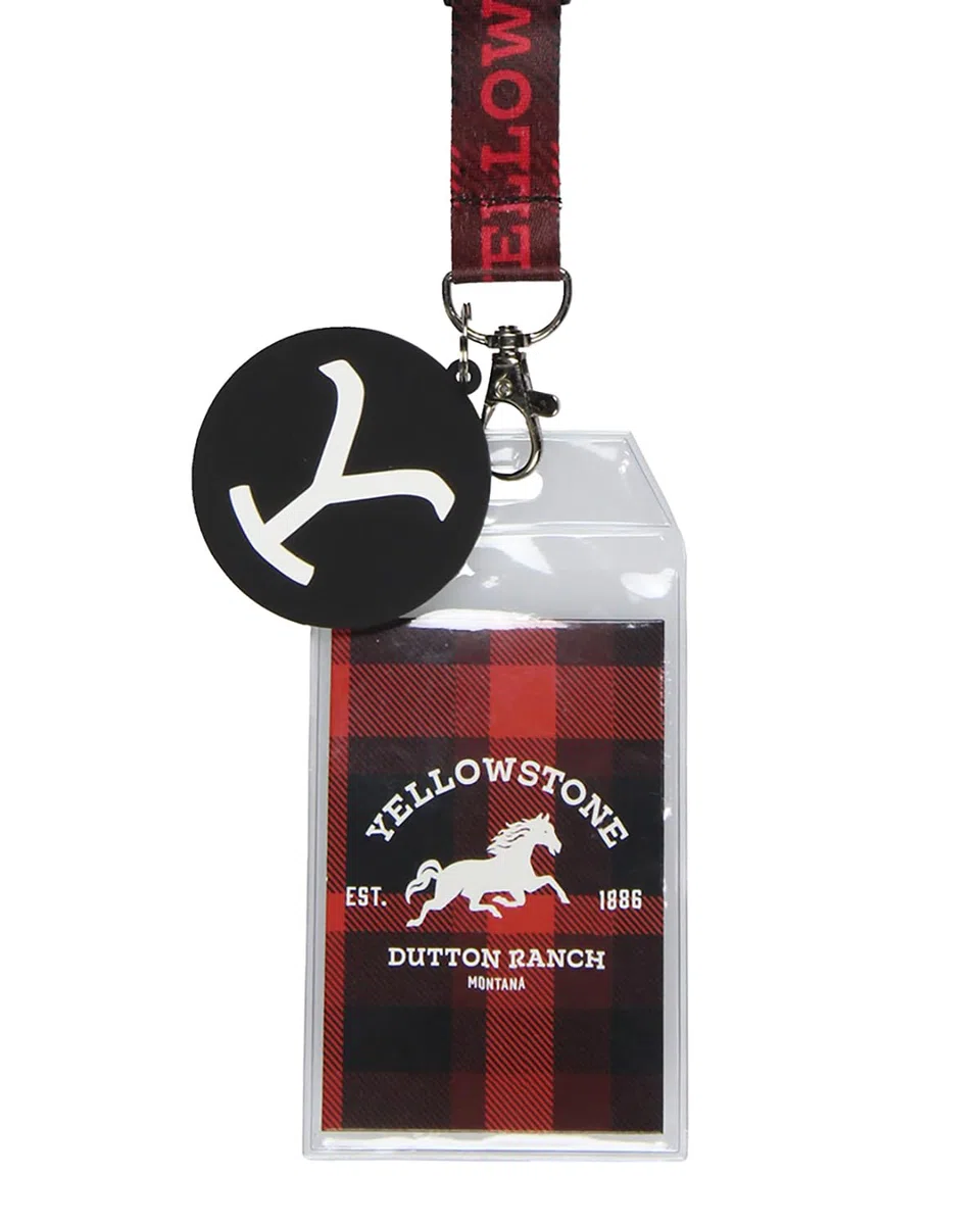 Yellowstone Cordon porte-badge réversible Dutton Ranch avec breloque en Y en caoutchouc de 5,1 cm