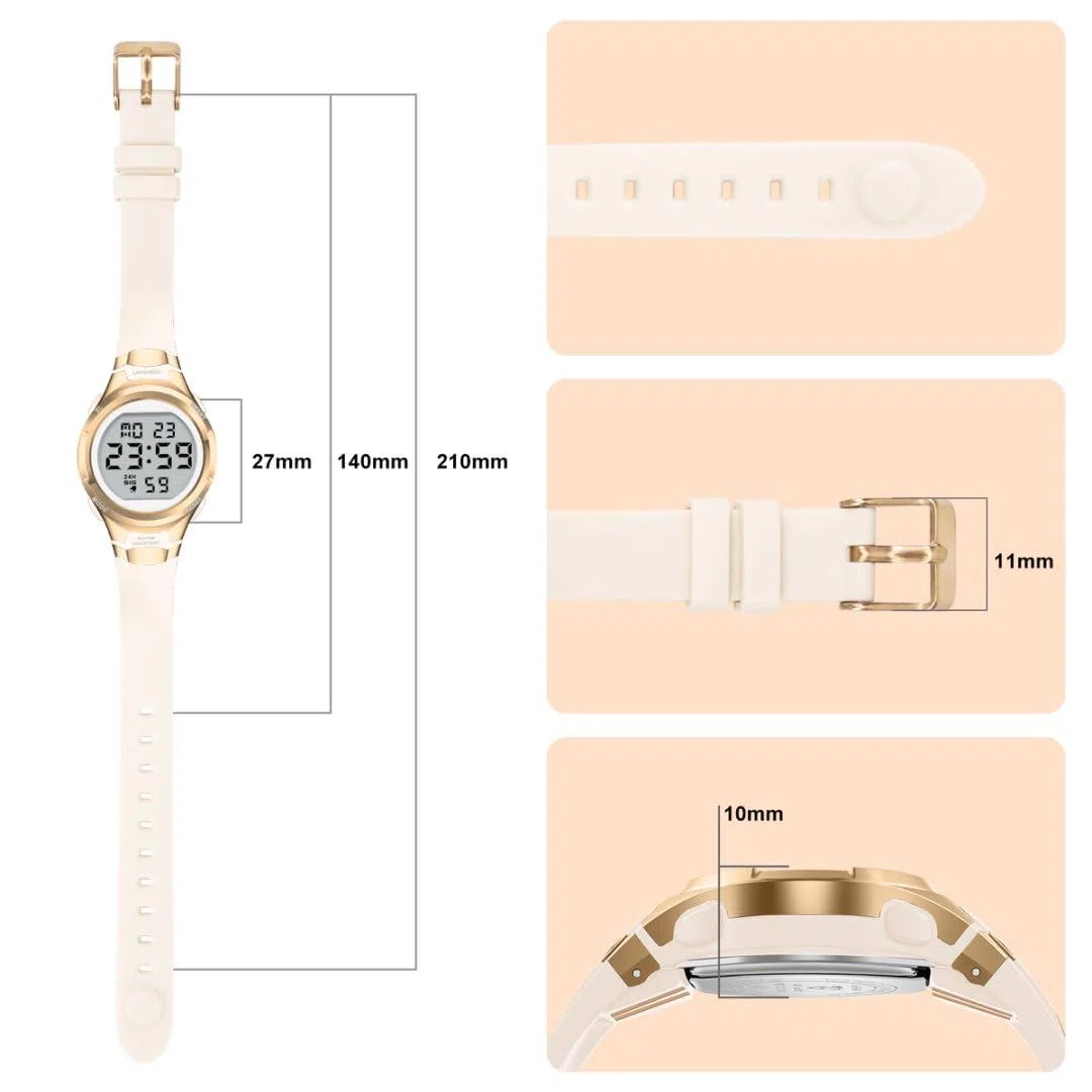Timever Montre Digitale Sport Femme avec Bracelet en Silicone,Alarme, Chronomètre,Date,Eclairage,Étanche 3 ATM