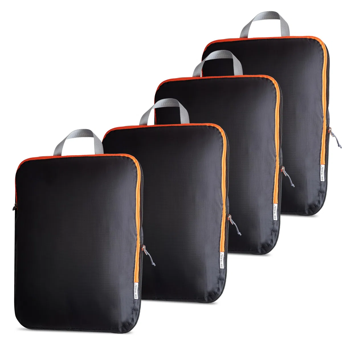 OW-Travel Organisateur de Valise Compressible (4 pièces, Moyen, Noir) Organisateur Valise, Sac de Compression Voyage. Organiseurs de Bagage, Pochette Rangement Voyage pour Sac à Dos. Packing Cubes