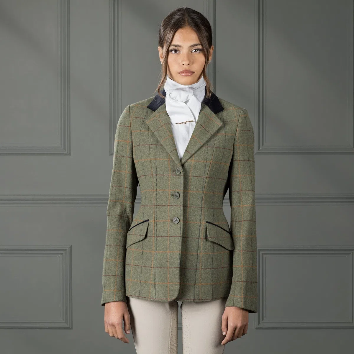 Shires Aubrion Saratoga Veste d'équitation pour femme Rouge/jaune/bleu à carreaux