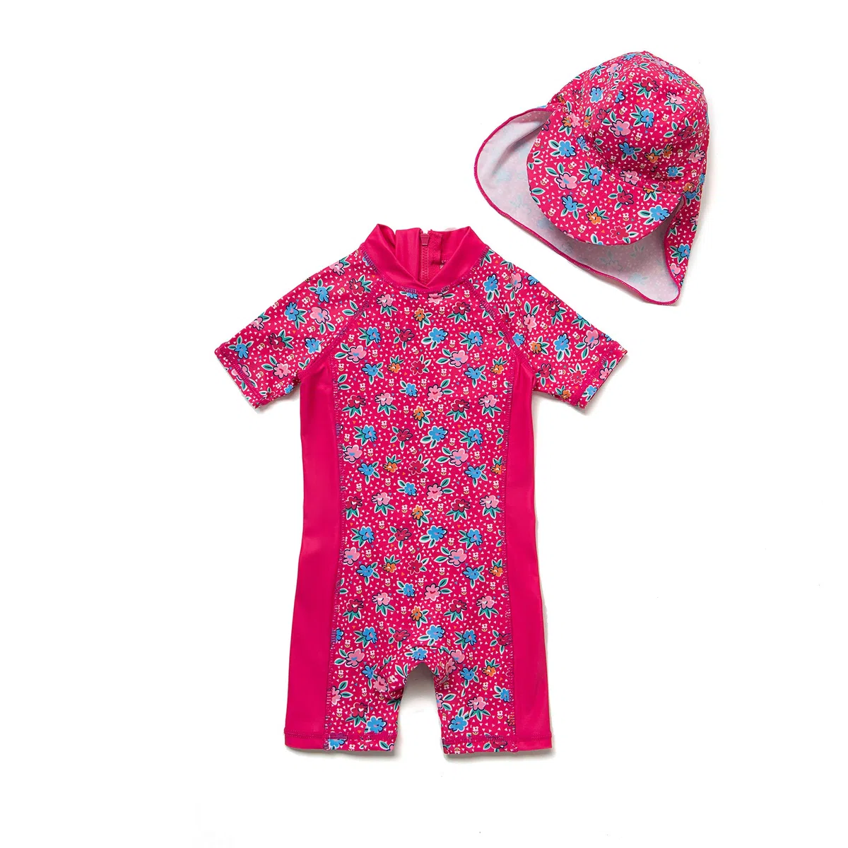BONVERANO Bébé Maillot de Bain Une pièce à Manches Courtes bébés Filles Protection UV 50+ One Zip