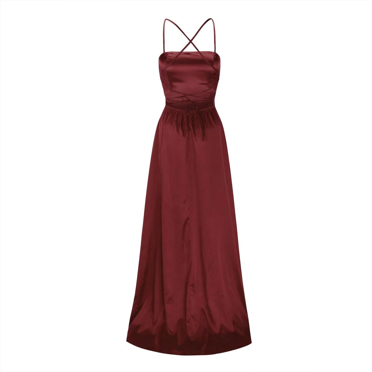 Robe de bal élégante 2025 pour femme - Longue robe de soirée dos nu - En satin - Bretelles spaghetti - Fente latérale - Robe de mariage avec poches