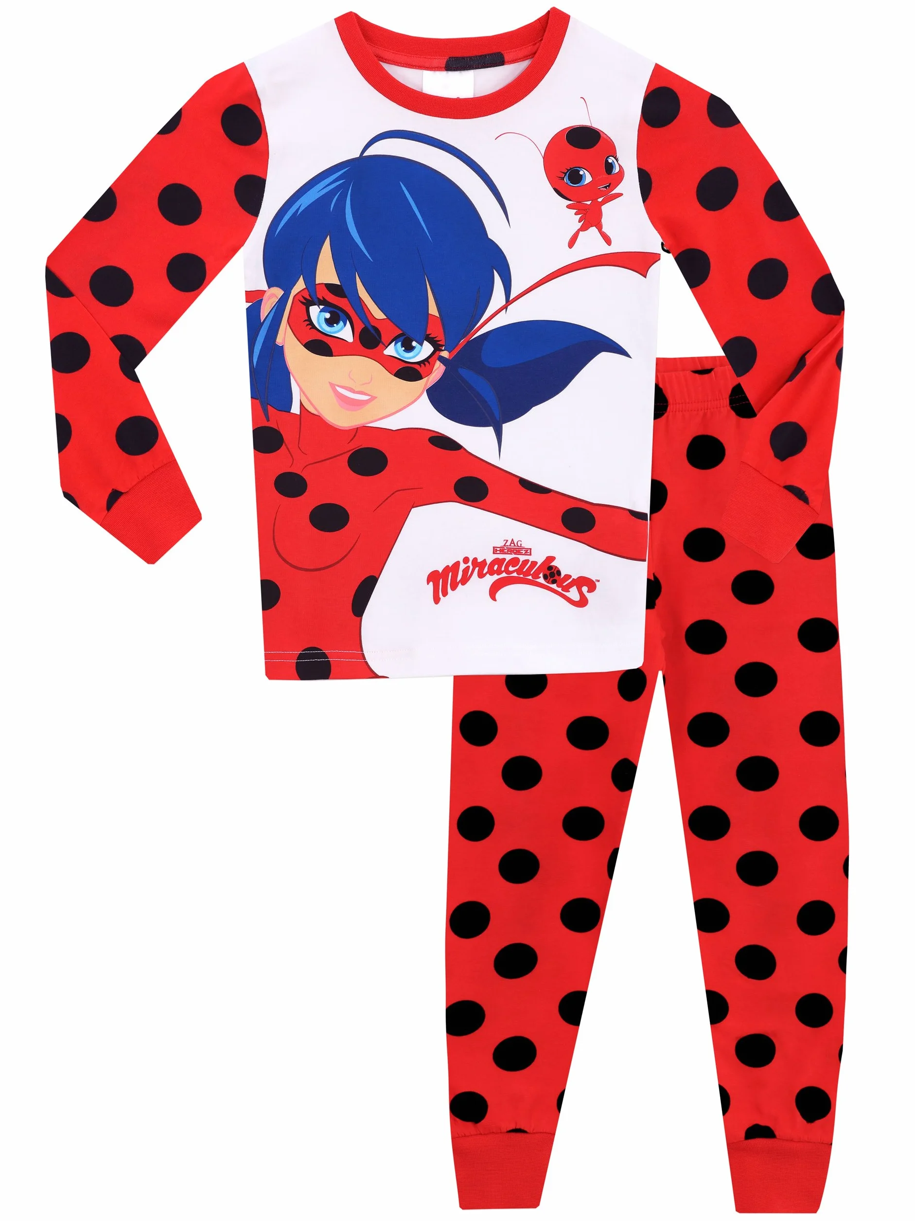 Pyjamas miraculeux | Pyjamas Fille Coccinelle | Ensembles de Nuit ajustés pour Enfants