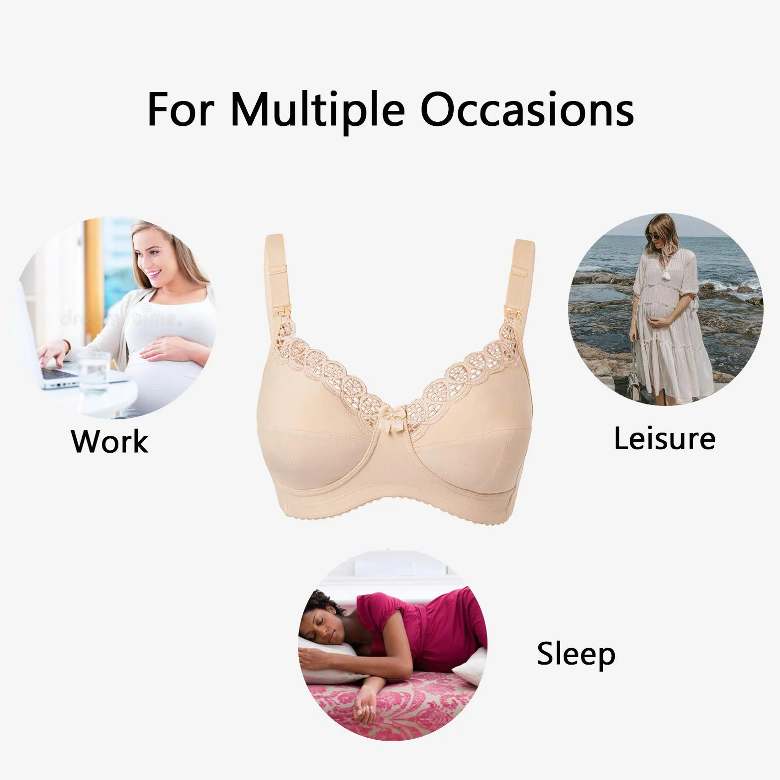 Gratlin Femme Soutien-Gorge d'allaitement en Coton Grande Taille sans Armature