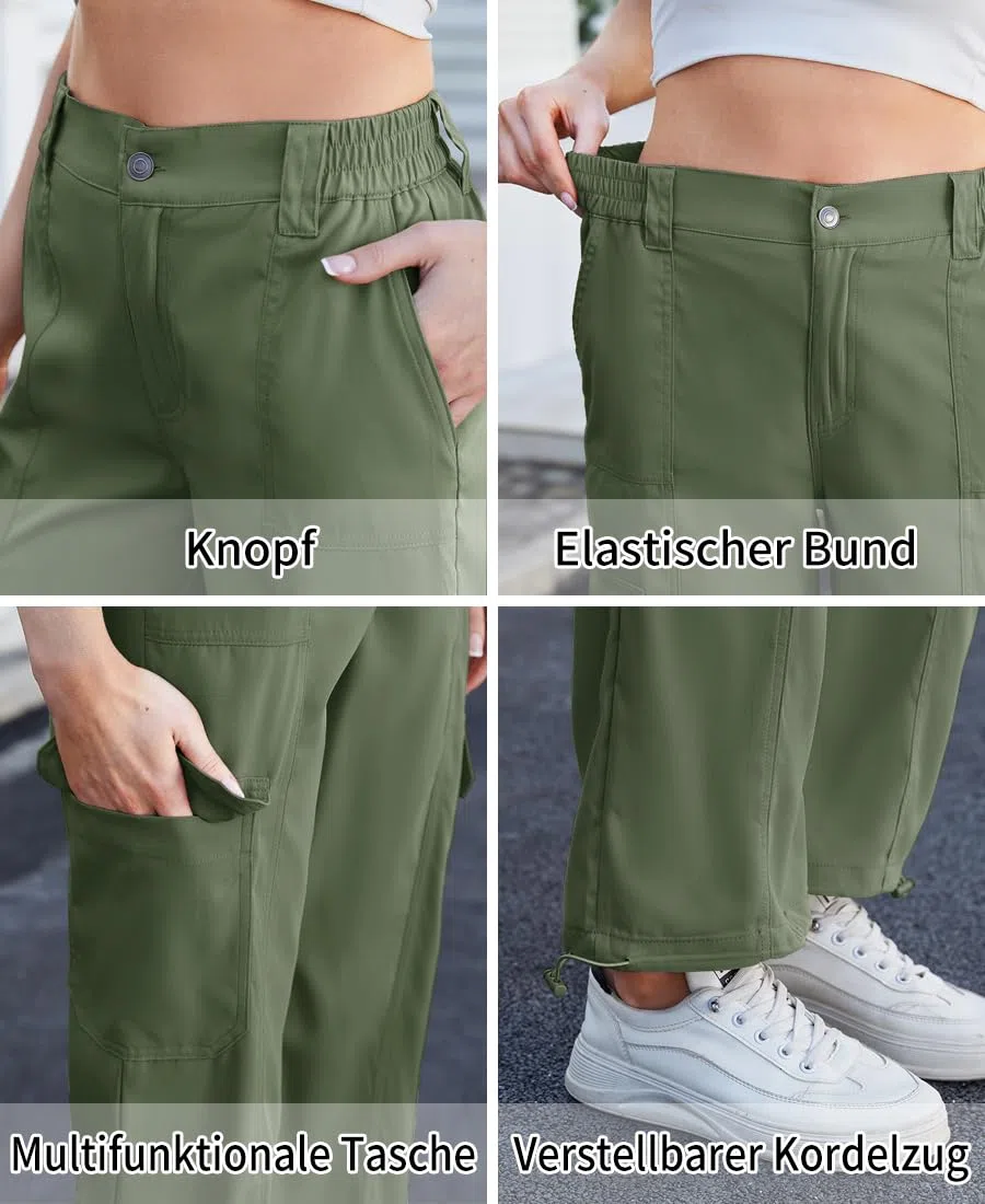Pantalon Cargo Femme Pantalon de Randonnée Femme avec Poche zippée,pour Casual Extérieur Joggging et Voyage