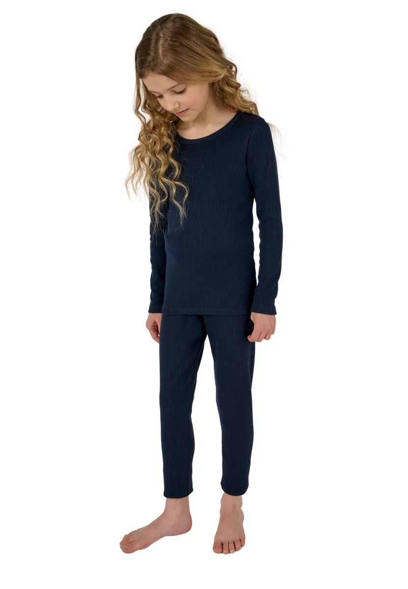 Damart - Caleçon Thermique Thermolactyl Côtes Molletonnées Enfant Bleu Taille 2ans