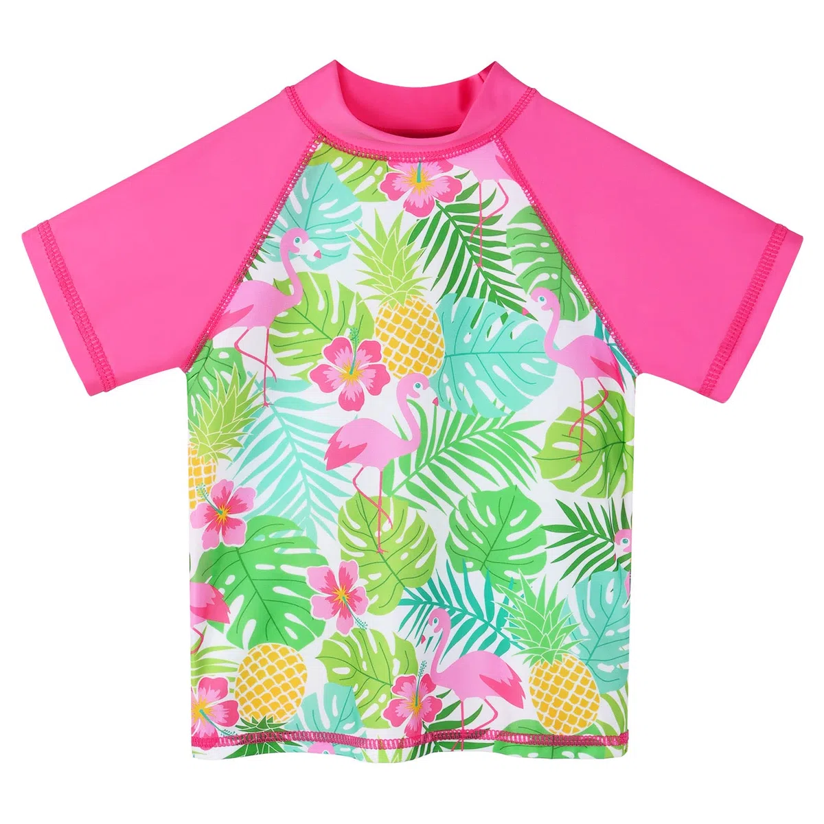 HUAANIUE Filles Enfants Maillot de Bain 2 Pièces Enfants Filles Plage Combinaison de Bain à Manches Courtes 2-12 Ans