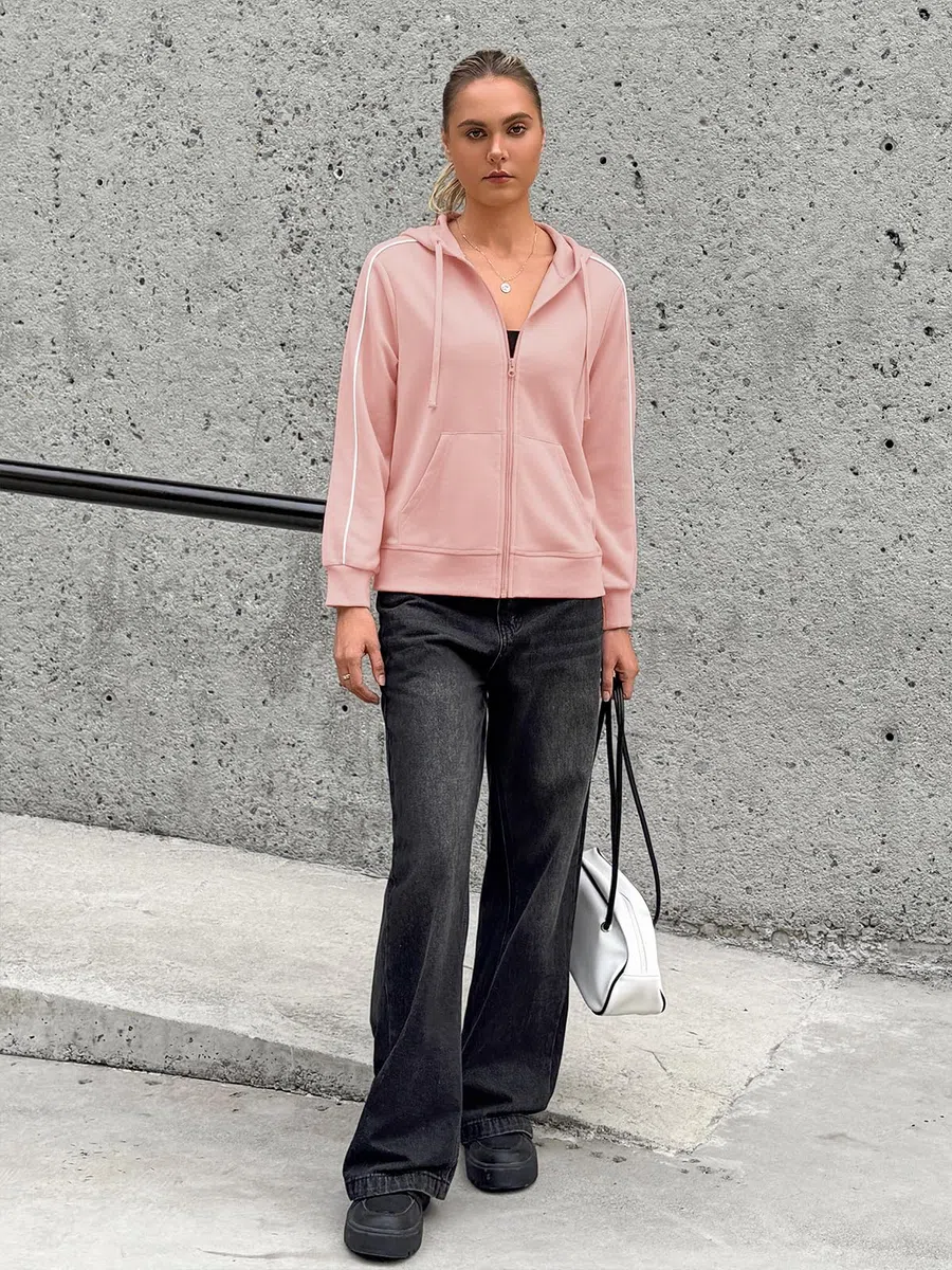 Fisoew Sweat à capuche zippé pour femme - Veste de sport à capuche.