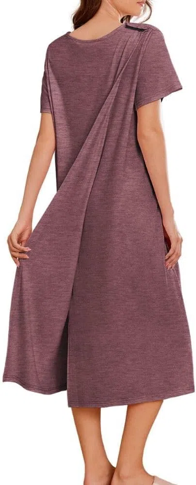 Ling Robes d'Hôpital pour Femmes - Robe de Chirurgie d'Épaule - Vêtements Adaptatifs - Robes de Nuit pour Personnes Âgées - Grande Taille