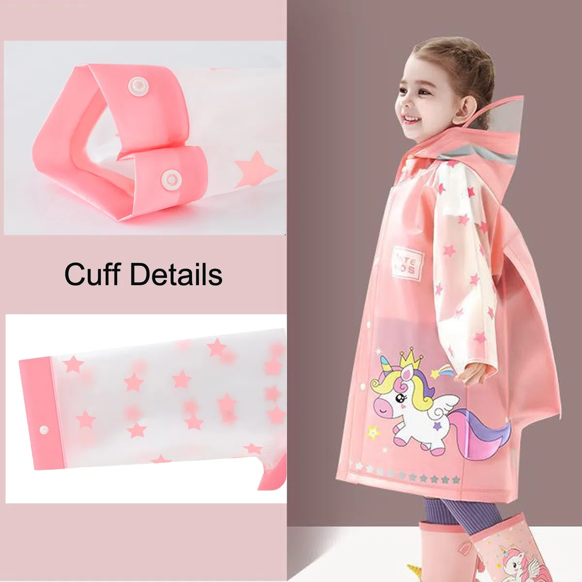 Fewlby Enfants Imperméables, Fille Garçon Poncho de Pluie Manteaux Imperméables Veste de Pluie à Capuche Réutilisable Cape de Pluie Vêtements de Pluie, 7-8 Jahre