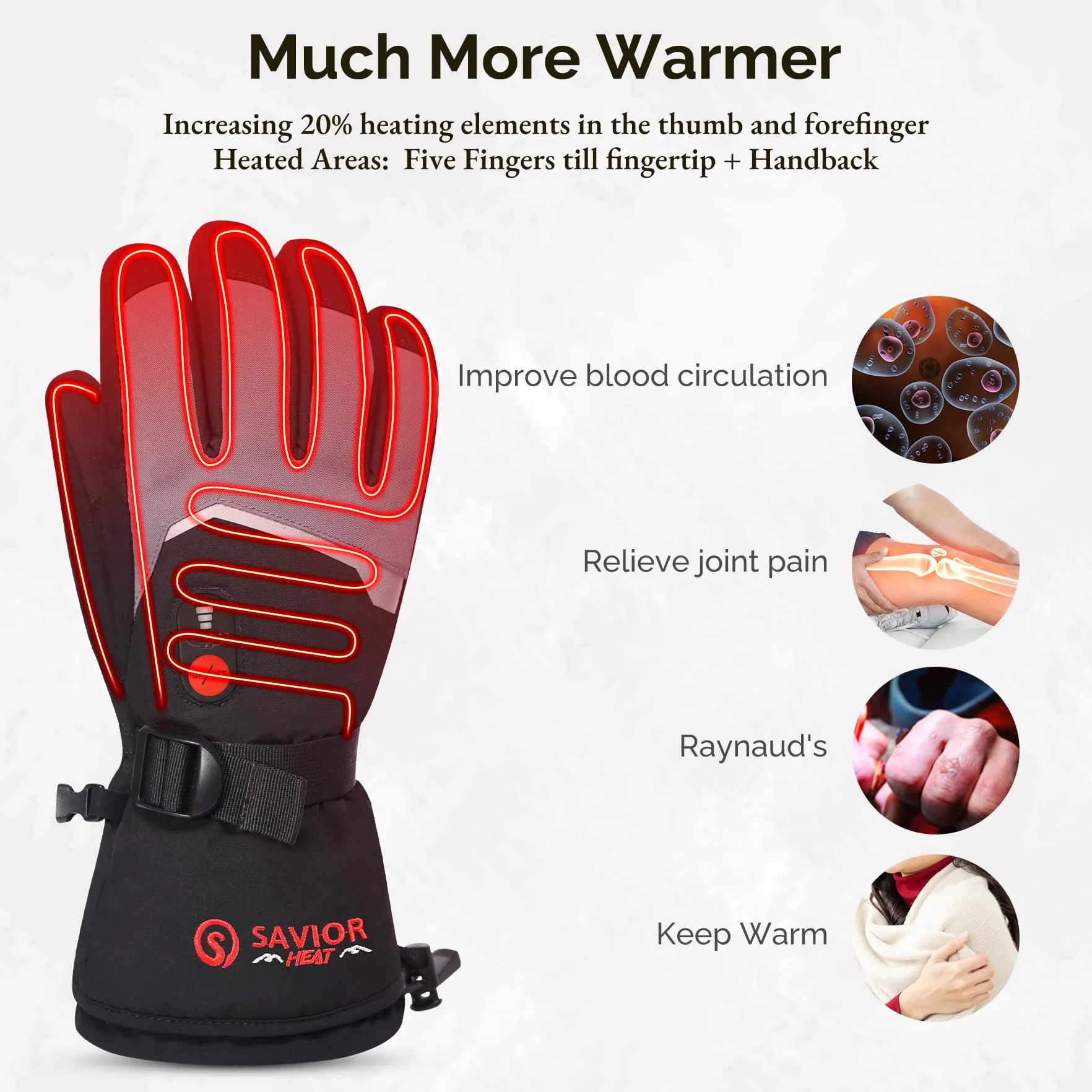 SAVIOR HEAT Gants Chauffants Mitaines Homme Femme, Gants de Ski Neige à Batterie Électrique Rechargeable, Gants Chauds pour Hiver Moto Snowboard Randonnée Cyclisme Randonnée Course à Pied