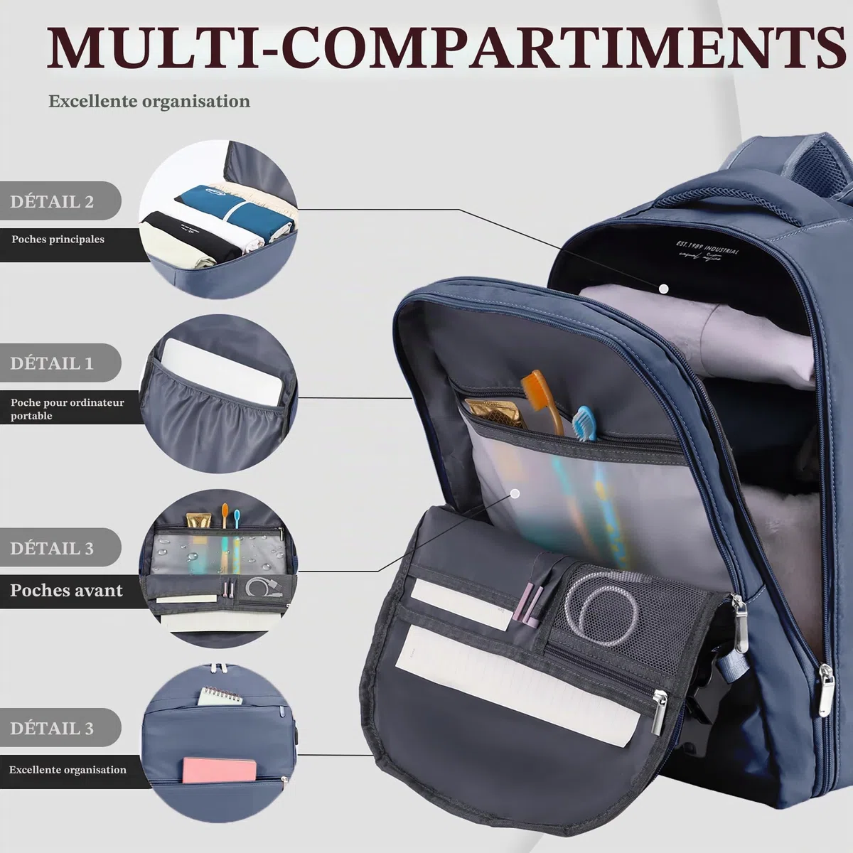 WOUIYO Bagage Cabine 45x36x20 pour Easyjet Sac à Dos Voyage Cabine Avion 30L Bagage à Main Femme Homme Sous Siege Cabine Sac à Dos pour Ordinateur Portable 15.6 Pouces