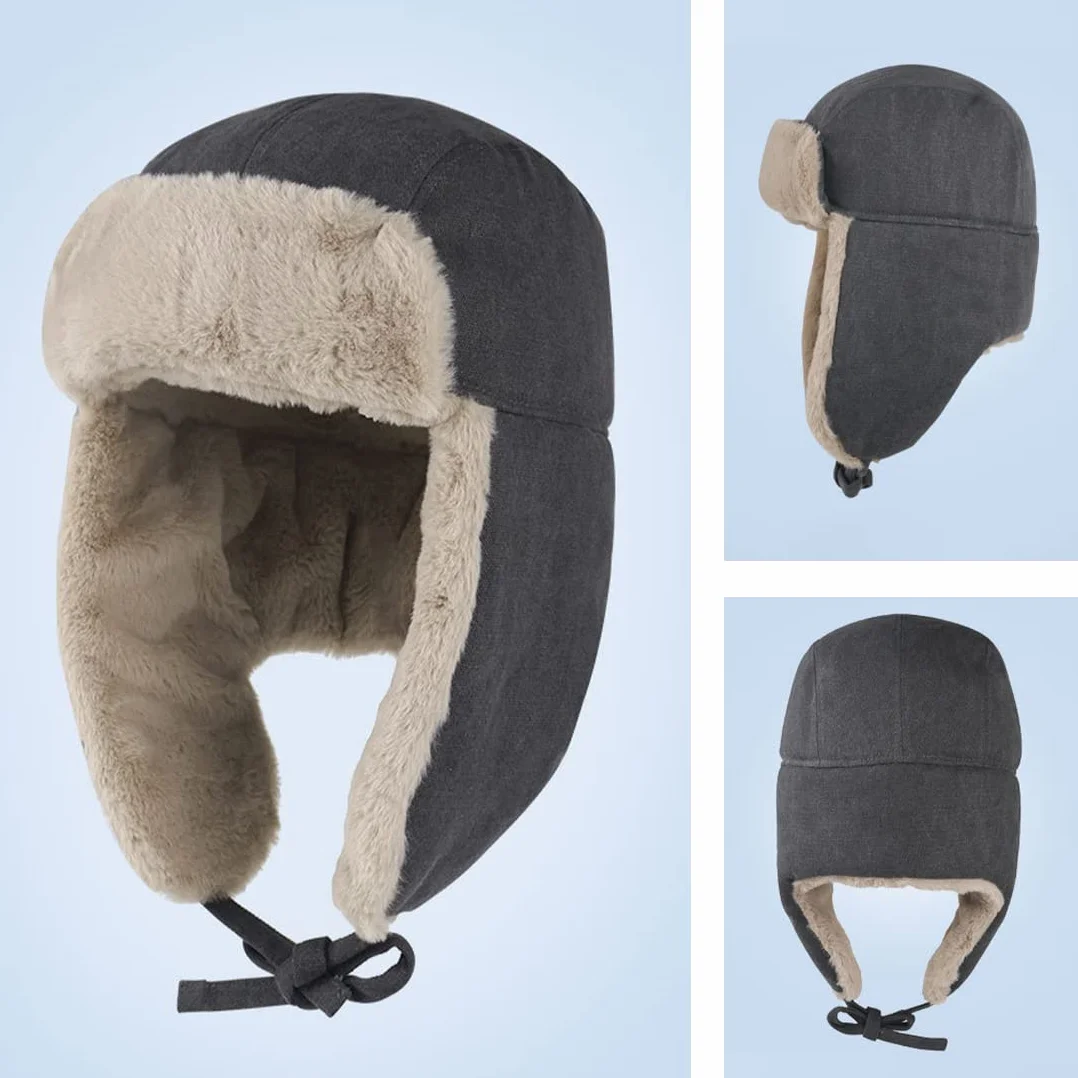 Gisdanchz Coton Chapka Russe Fourrure Enfants Femmes Hiver Coupe-Vent Casquette Ski