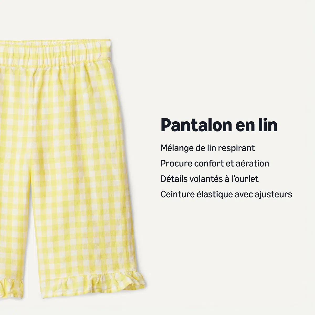 Amazon Essentials x Sofia Grainge Pantalon à Enfiler à Jambes Larges en Coton et Lin, à Volants Mixte Bébé