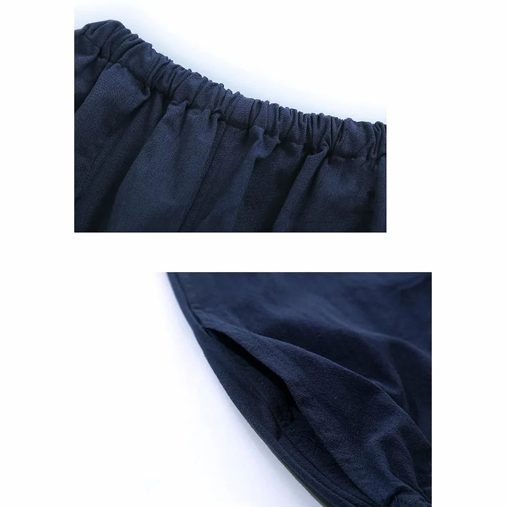 Chinois Traditionnel Manches Longues Tang Costume Kung Fu Uniforme Chemise pour Hommes Kung Fu Veste Pantalon, Coton Pur Tai Chi Uniforme, Hanfu Kung Fu Wing Chun Ch Blue-L