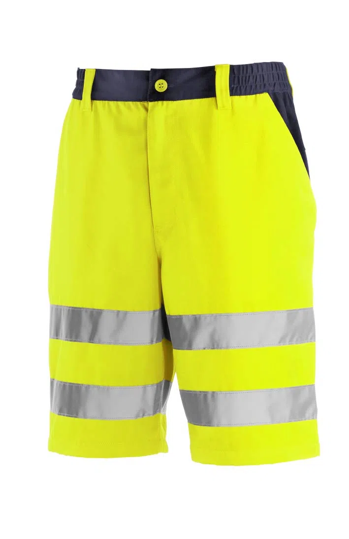 teXXor 4346-46 Erie Short haute visibilité, Jaune/bleu Marine, Taille 46