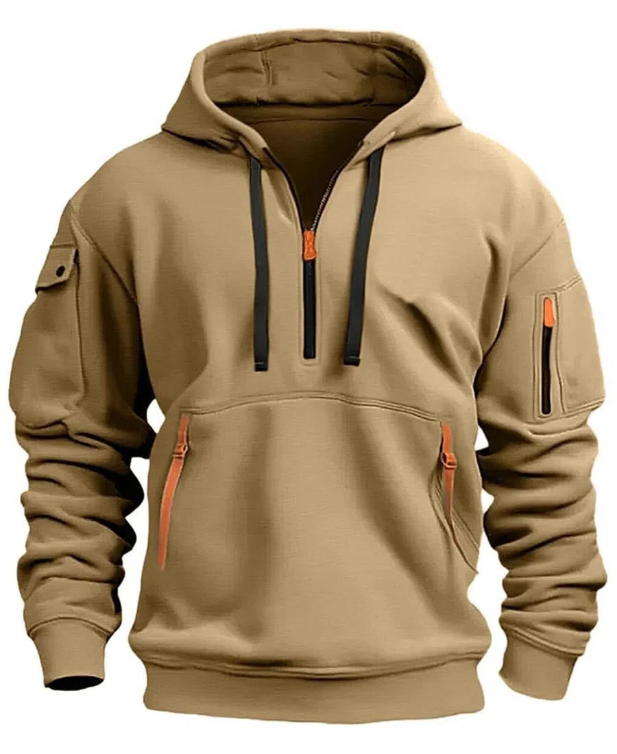 Sweat à Capuche Homme Pull Homme Zippé Manches Longues Couleur Unie Sweatshirt épais Poche Kangourou Sweat pour Hiver et Automne
