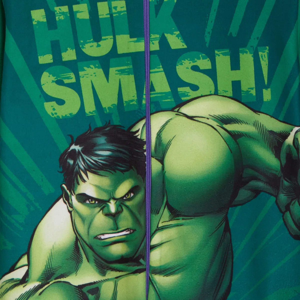 Marvel The Incredible Hulk Combinaison pyjama en polaire pour garçon avec fermeture éclair