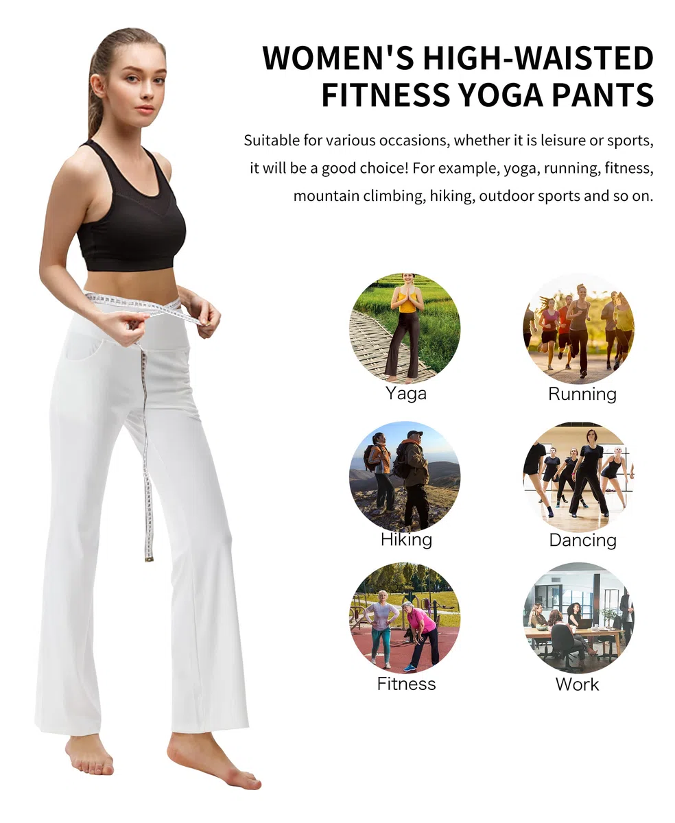 LaiEr Pantalon de Yoga Bootcut pour Femme avec Poches, Pantalon d'entraînement de Yoga Bootleg évasé Taille Haute avec Poches latérales