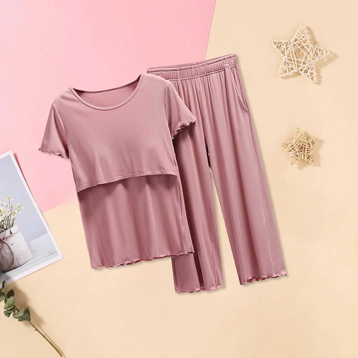 Pyjamas pour l'allaitement maternel femmes chemise et ensemble T bébé haut de maternité pantalon court haut de nuit maternité allaitement
