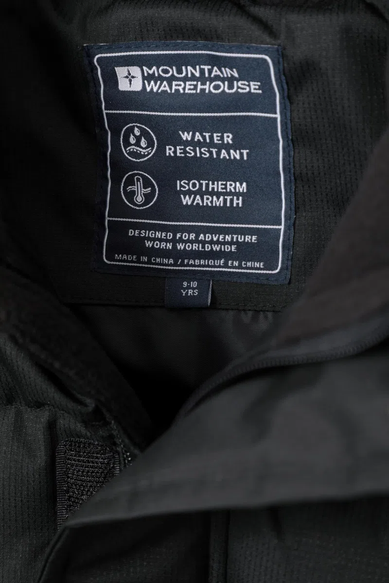 Mountain Warehouse Doudoune synthétique Longue résistante à l'eau pour Enfant - Poches zippées et Capuche Amovible - Idéal pour Le Camping de Printemps, l'extérieur