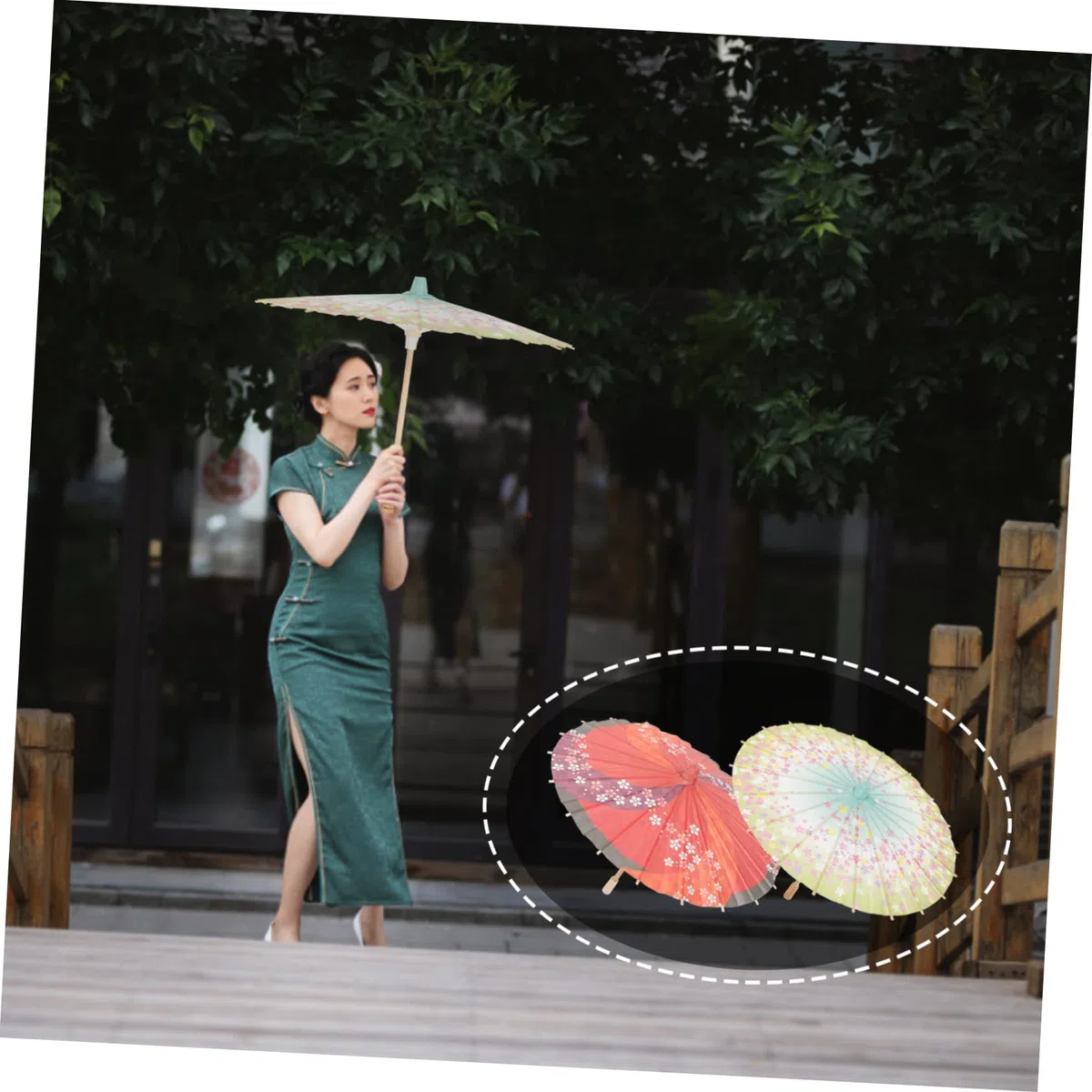 Lot de 2 parapluies japonais pour photographie et au design rétro et élégant pour décoration et célébrations