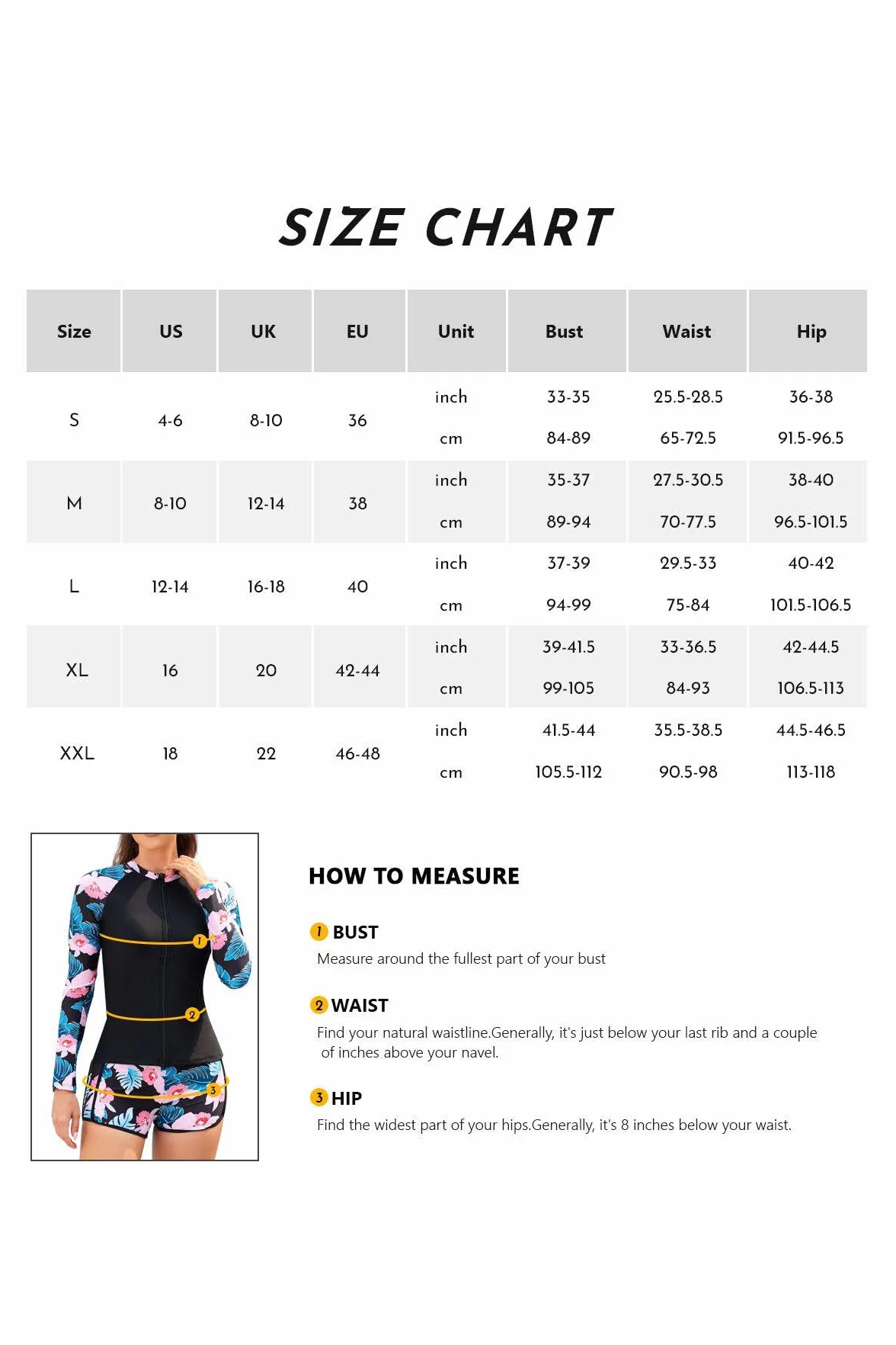 SHEKINI Maillot de bain rash Guard pour femme - Manches longues - Fermeture éclair - Maillot de bain