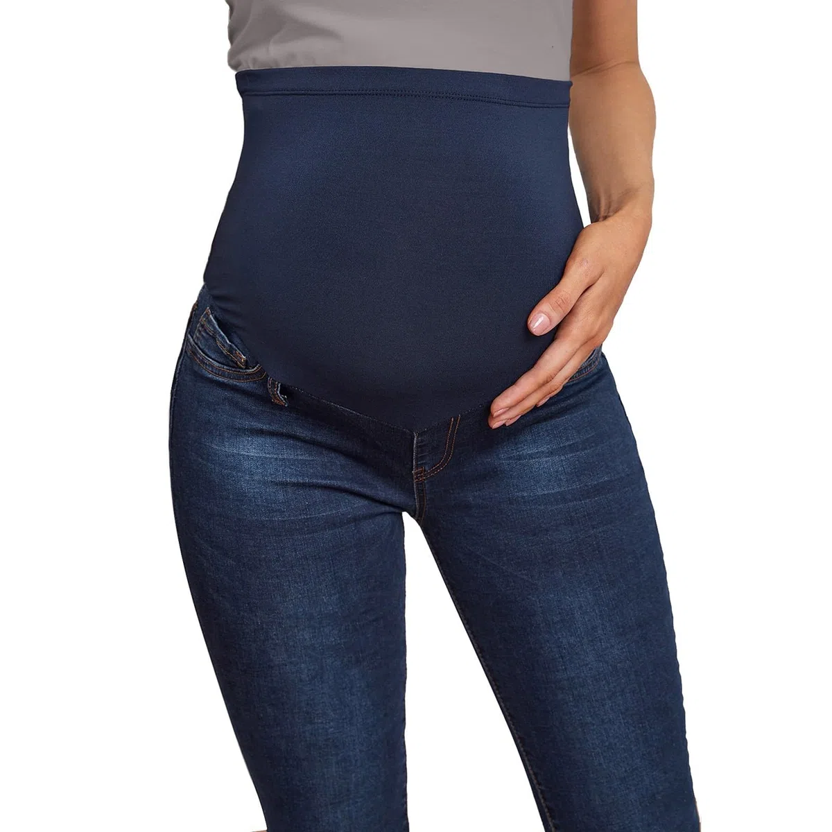 Pantalon de Grossesse Femme Jean Stretch élastique Jean Coupe Slim Bandeau Haut Stretch et Confortable Jeans Enceinte Skinny Push up Fesse Pantalon de maternité Jogging Automne Hiver Chaud