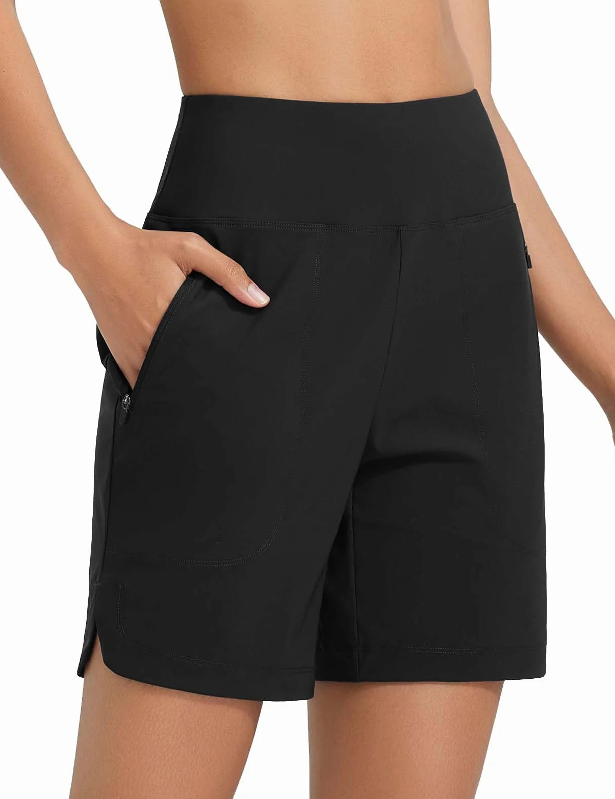 baleaf Short de Bain Femme, UV UPF50+ Maillot Culotte Bikini Taille Haute avec Poches Femme Respirable 17.8CM