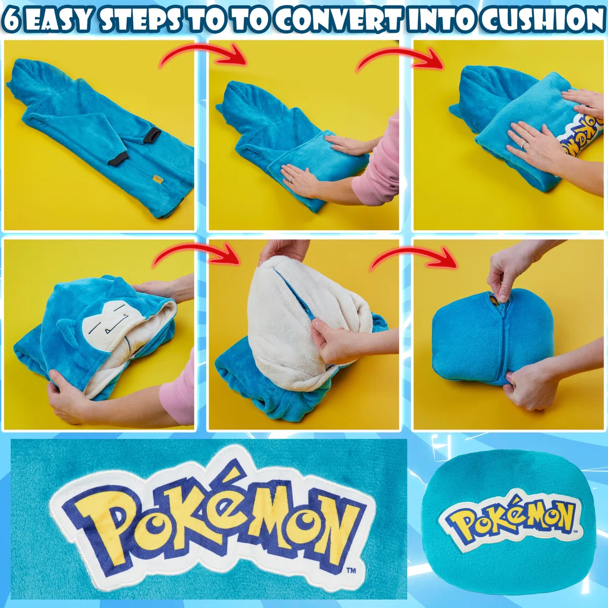 Pokémon Sweat à Capuche Oversize Enfant, Pikachu Gengar Sweat Plaid Polaire Chaud avec ou sans Sac Intégré, Poncho Doux