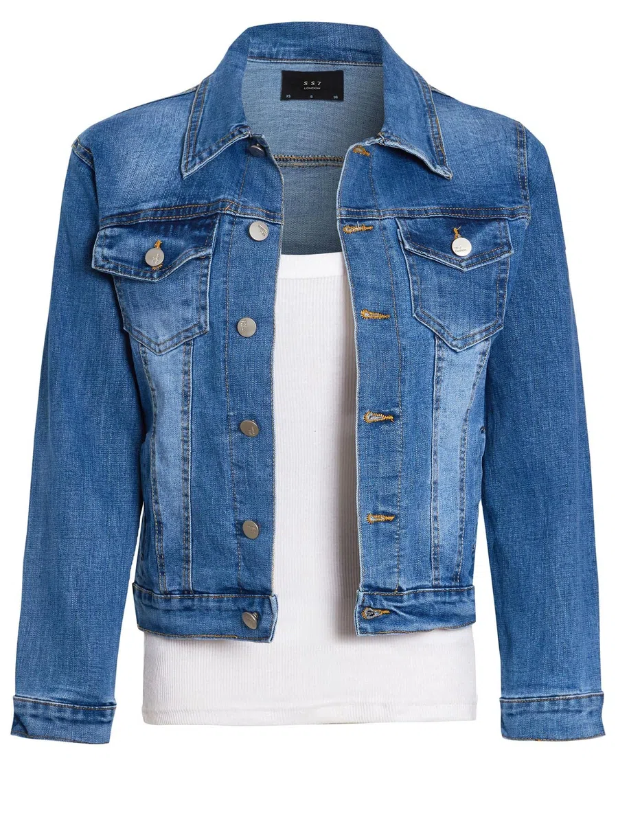 SS7 Veste en Jean Fille Délavé Stretch