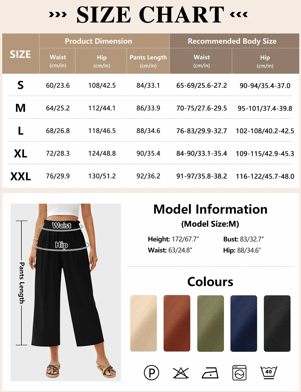 Pantalon Fluide Femme Été Coton Lin Pantacourt Décontractée 7/8 Pantalons Taille Elastique Solide Couleur Léger Casual Yoga Plage Longueur Pants avec Poches