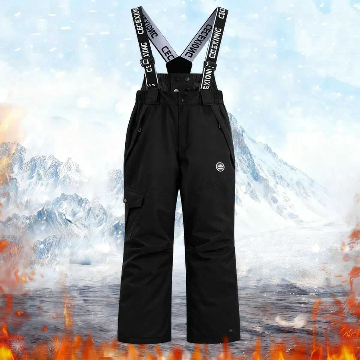 Combinaison de ski pour fille et garçon - Coupe-vent - Imperméable - Chaude - Salopette de ski réglable - Pantalon de sport d'hiver - Vêtement de ski