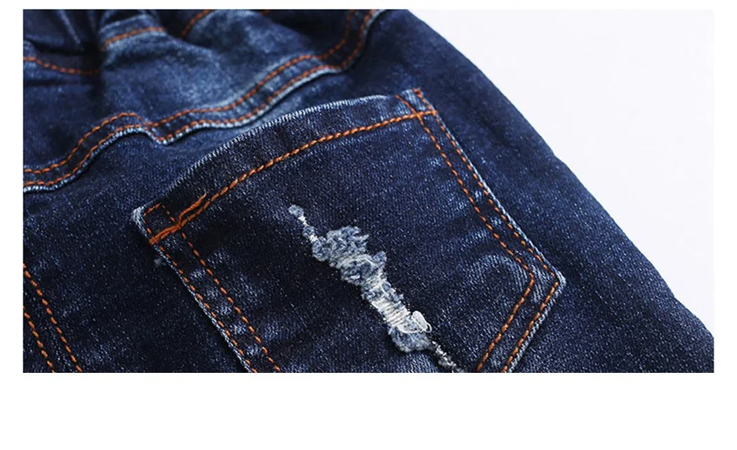 KIDSCOOL SPACE Jeans Bébé Fille Garçon,Petit Pantalon Denim Déchiré Taille Élastique pour Enfant
