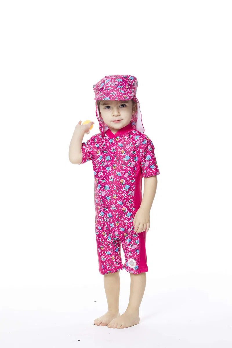 BONVERANO Bébé Maillot de Bain Une pièce à Manches Courtes bébés Filles Protection UV 50+ One Zip