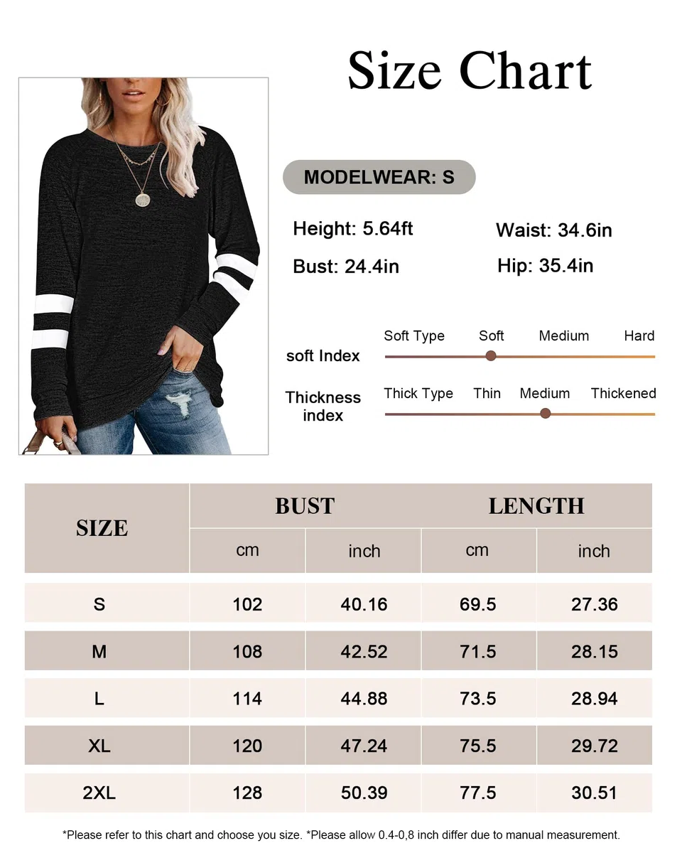 MOLERANI T-Shirts décontractés à Manches Longues et col Rond pour Femmes Blouses Sweat-Shirts Tuniques