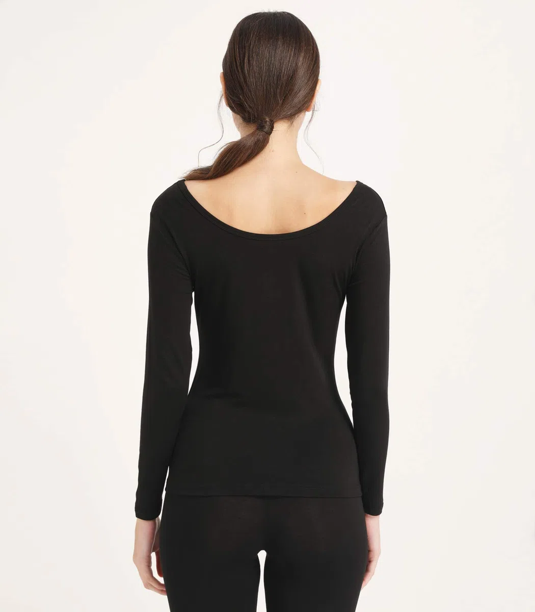 Mcilia Ensemble de sous-vêtements à Encolure dégagée Thermiques ultramince en Modal pour Femmes