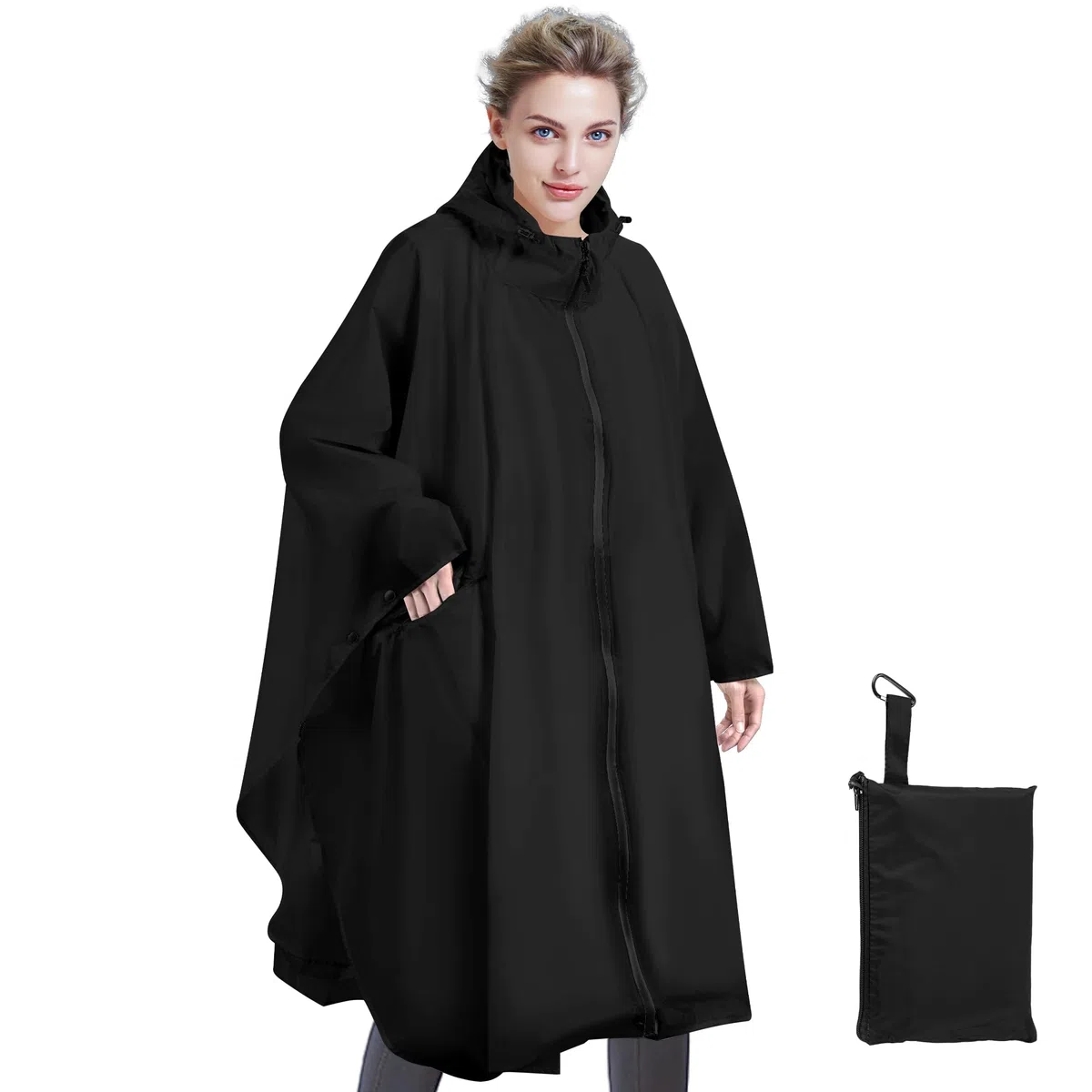 Poncho Réutilisable Imperméable Femme Unisexe - Capuche, Fermeture Éclair - Pour Randonnée Camping Vélo