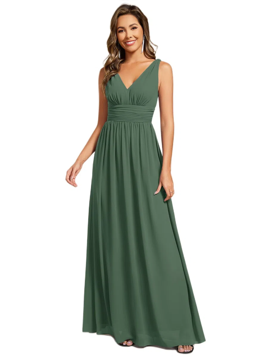 Ever-Pretty Robe de Soirée Longue Femme avec Ruchés en Mousseline de Soie Classique 09016